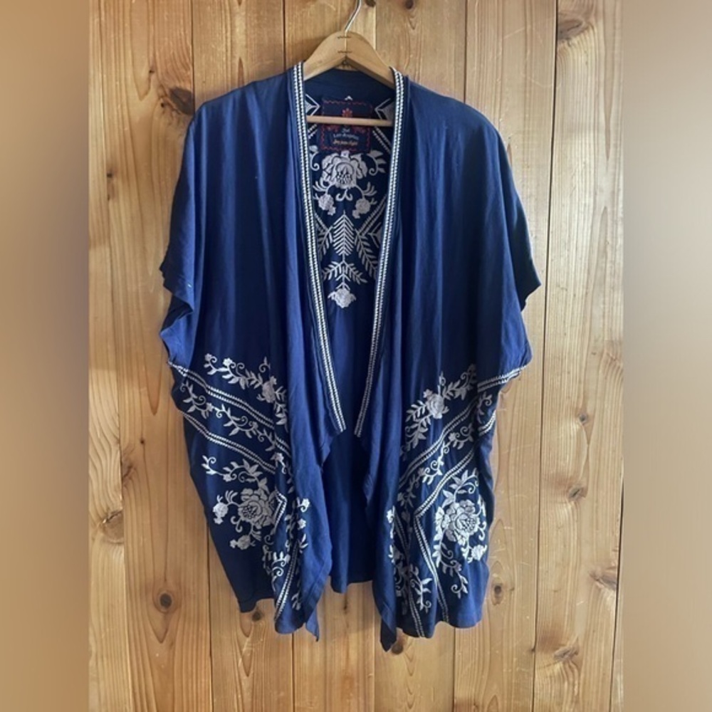 Johnny Was embroidered Short Sleeve Cardigan